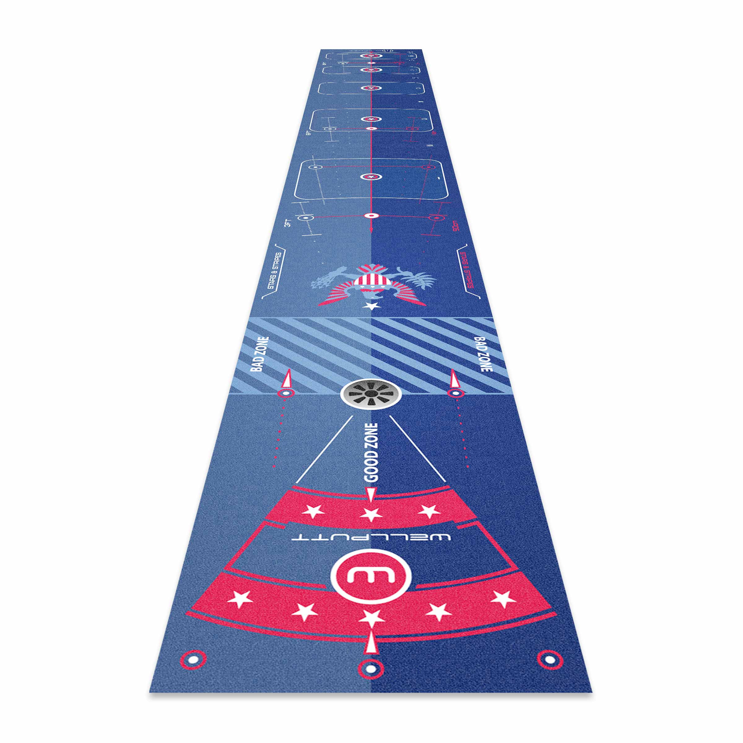 Putting training mat golf indoor - 4m Stars & Stripes | Wellputt