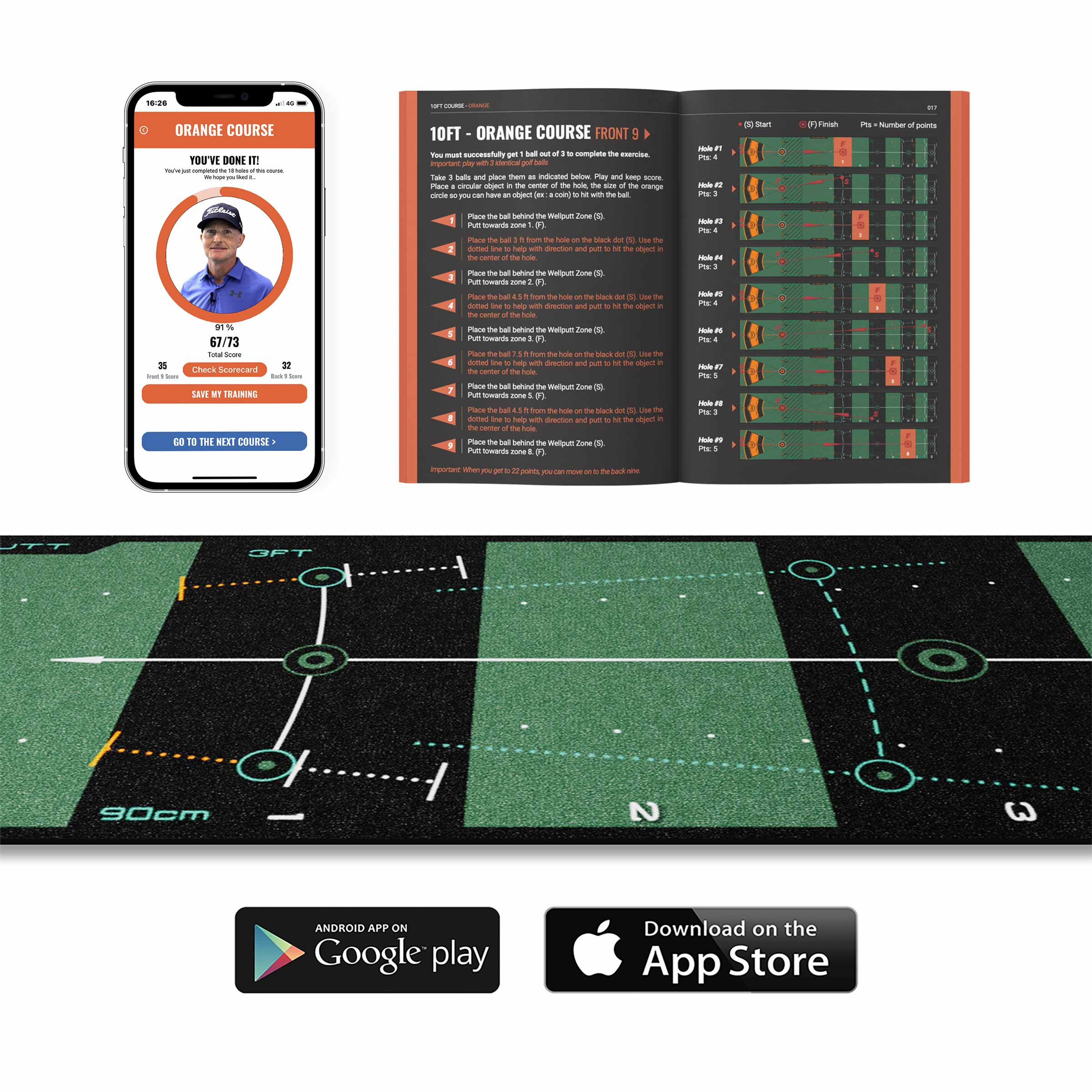 【ほぼ未使用】WELLPUTT 3m Putting training mat golf indoor - 10ft Classic | Wellputt