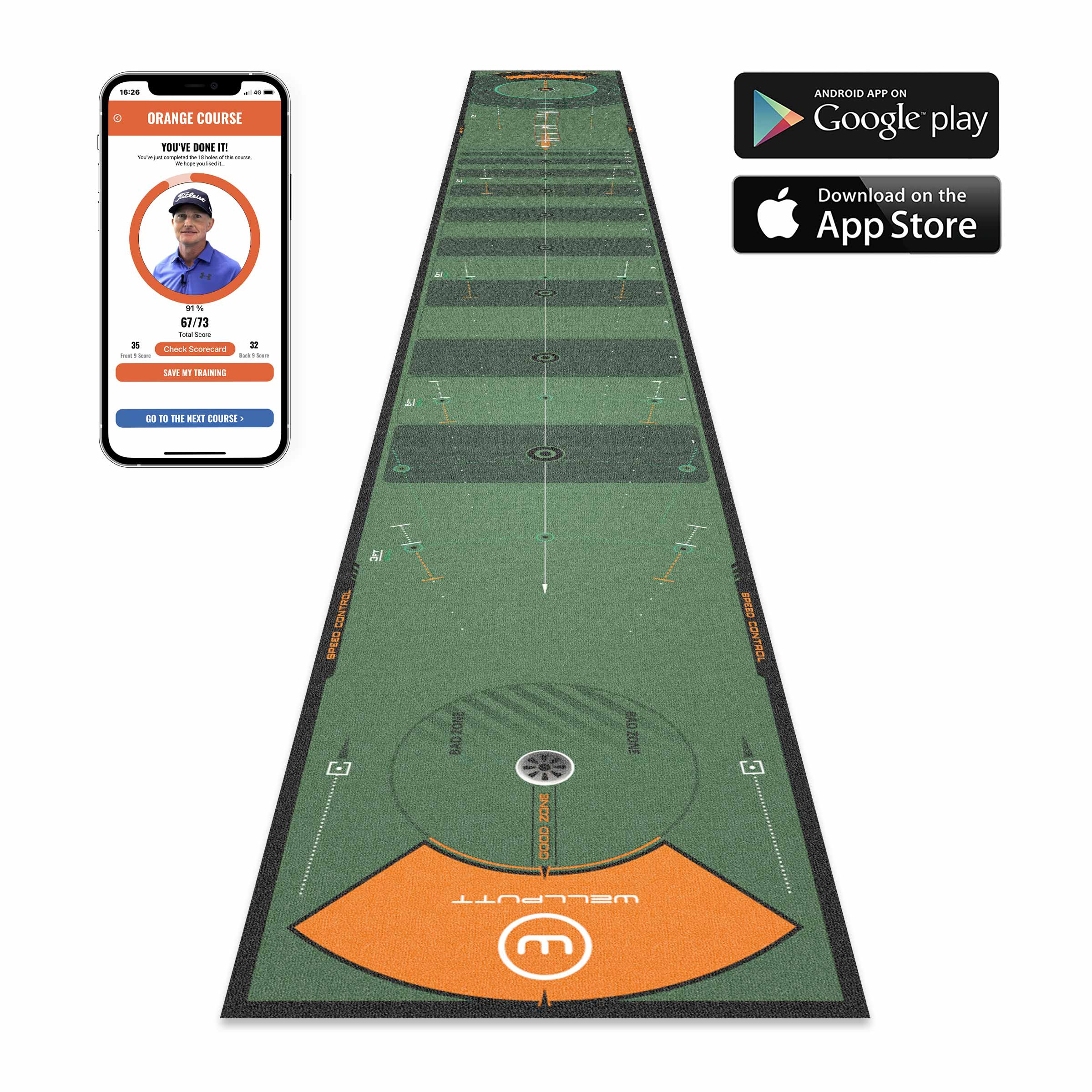Putting training mat golf indoor - 26ft Performance | Wellputt